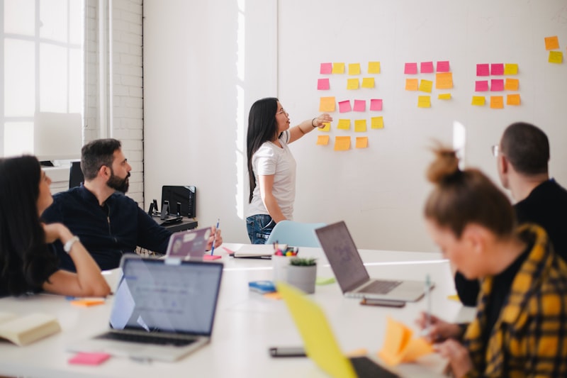 A collaborative workshop with sticky notes